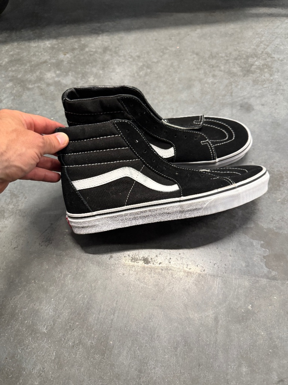 Vans Sk8 Hi Sneaker, Black/White, Men's US 9.5